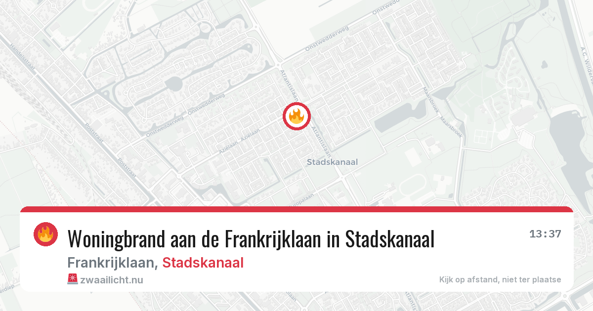 Woningbrand aan de Frankrijklaan in Stadskanaal — 10 jul 2026