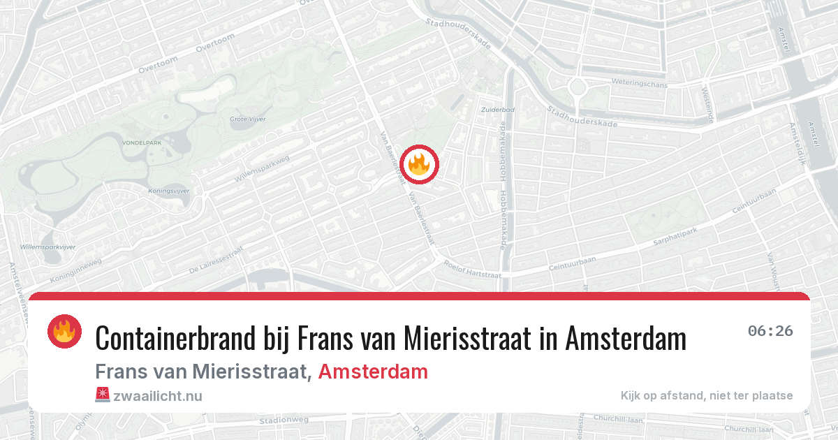 Containerbrand bij Frans van Mierisstraat in Amsterdam — 24 jul 2026