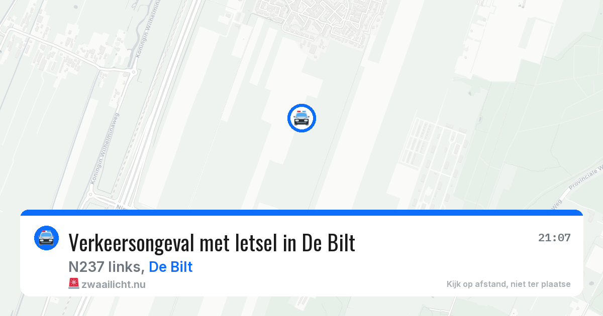 Verkeersongeval met letsel in De Bilt — 22 jul 2026