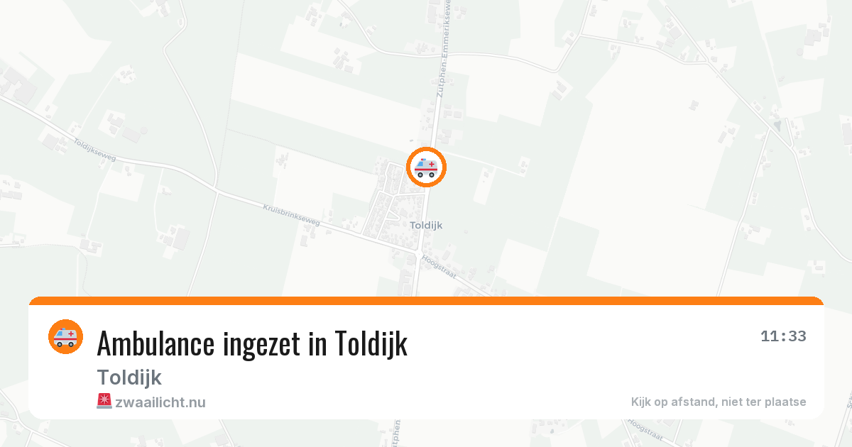 Ambulance ingezet in Toldijk — 26 apr 2026
