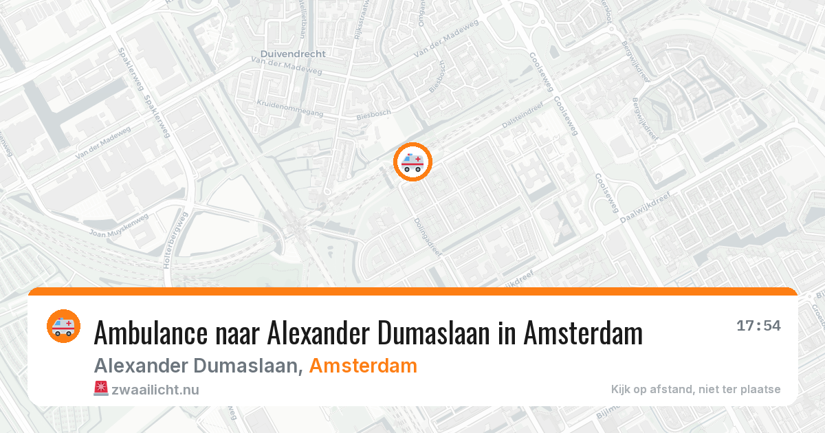 Ambulance naar Alexander Dumaslaan in Amsterdam — 17 jul 2026