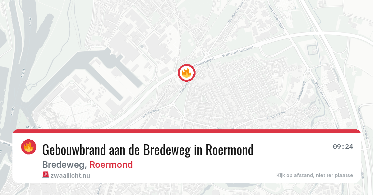 Gebouwbrand aan de Bredeweg in Roermond — 18 mei 2026