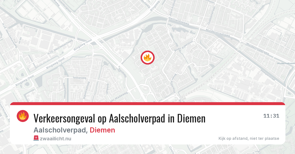 Verkeersongeval op Aalscholverpad in Diemen — 16 jul 2026