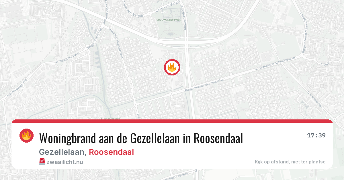 Woningbrand aan de Gezellelaan in Roosendaal — 20 apr 2026