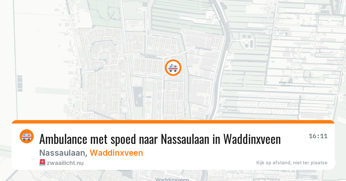 Ambulance met spoed naar Nassaulaan in Waddinxveen — 16 jul 2026