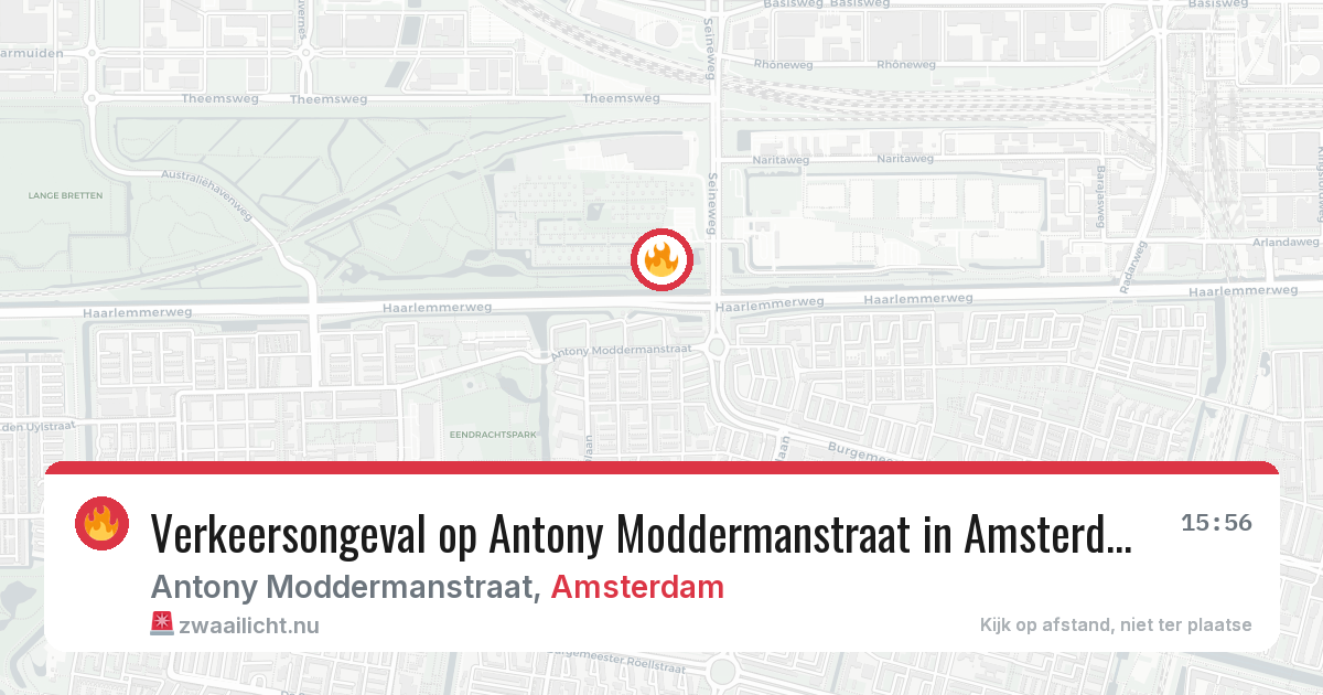 Verkeersongeval op Antony Moddermanstraat in Amsterdam — 15 jul 2026