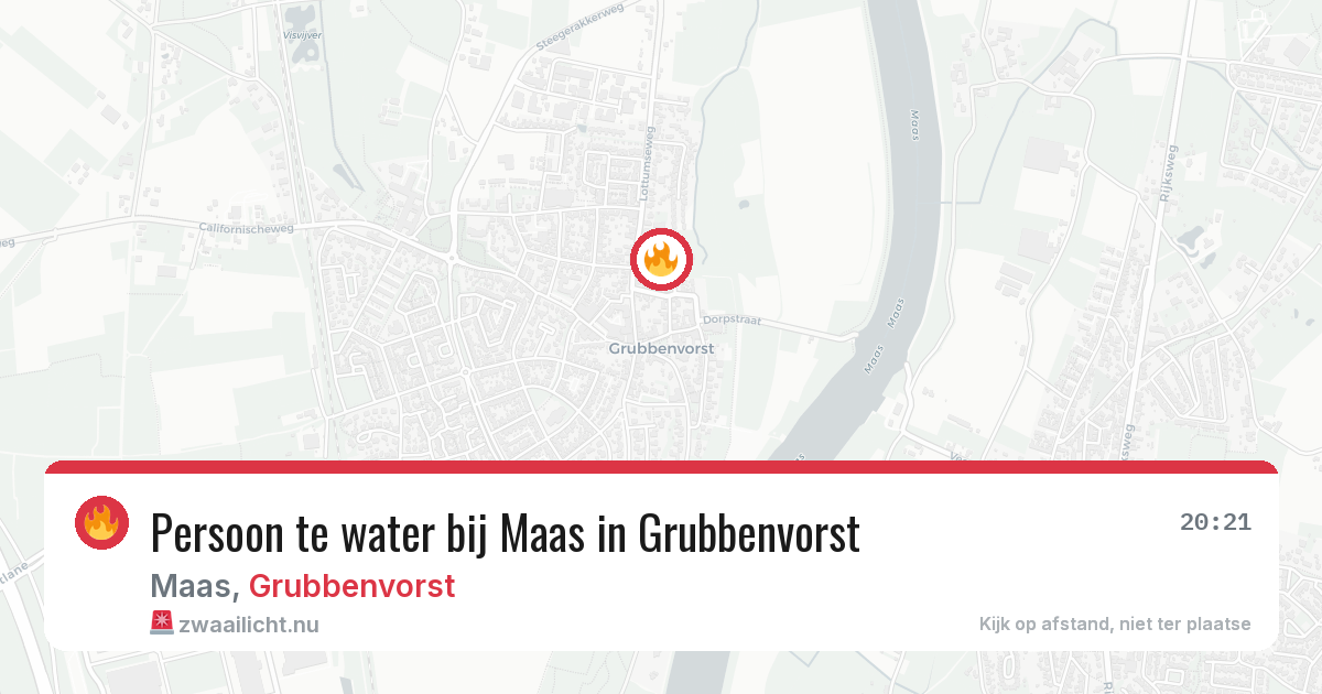 Persoon te water bij Maas in Grubbenvorst — 13 jul 2026