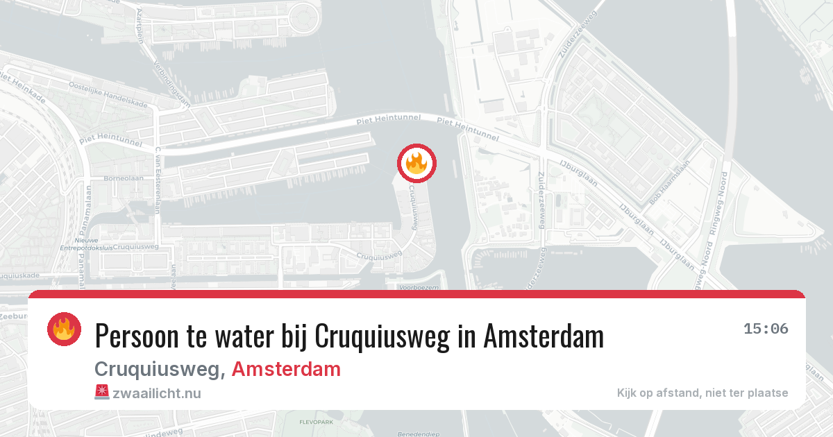Persoon te water bij Cruquiusweg in Amsterdam — 24 mrt 2026