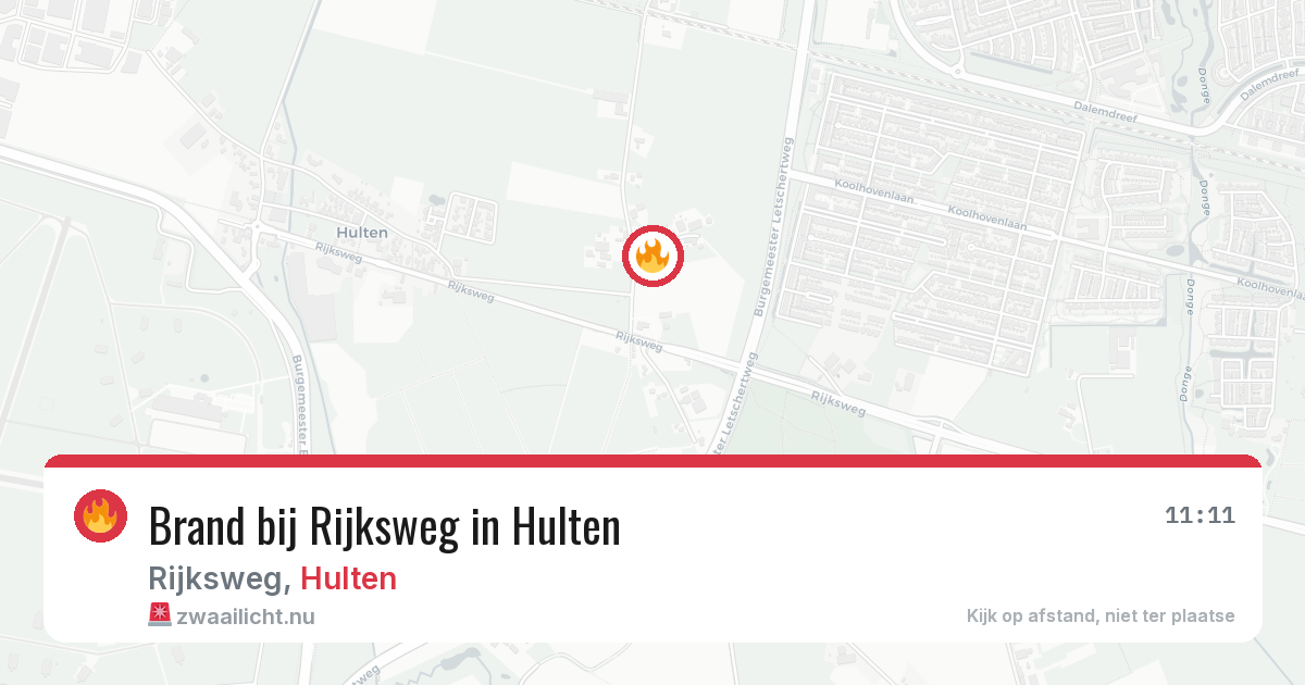 Brand bij Rijksweg in Hulten — 9 mei 2026