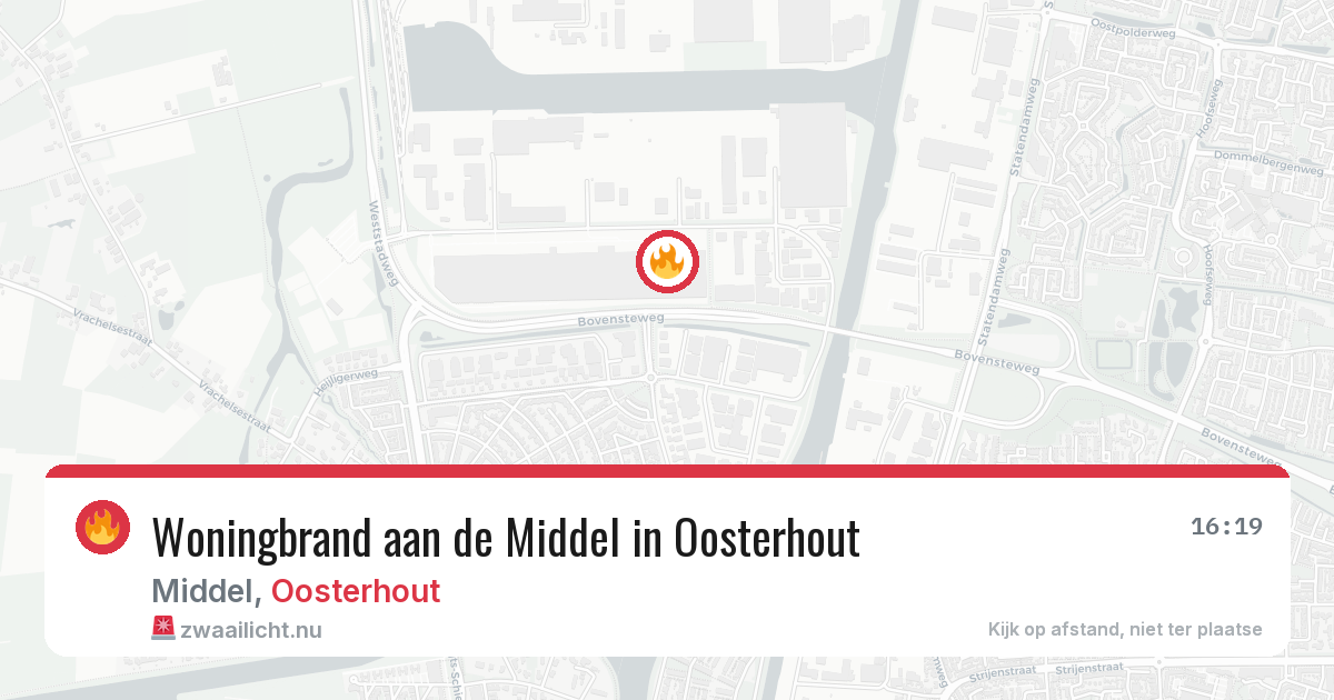 Woningbrand aan de Middel in Oosterhout — 15 jul 2026