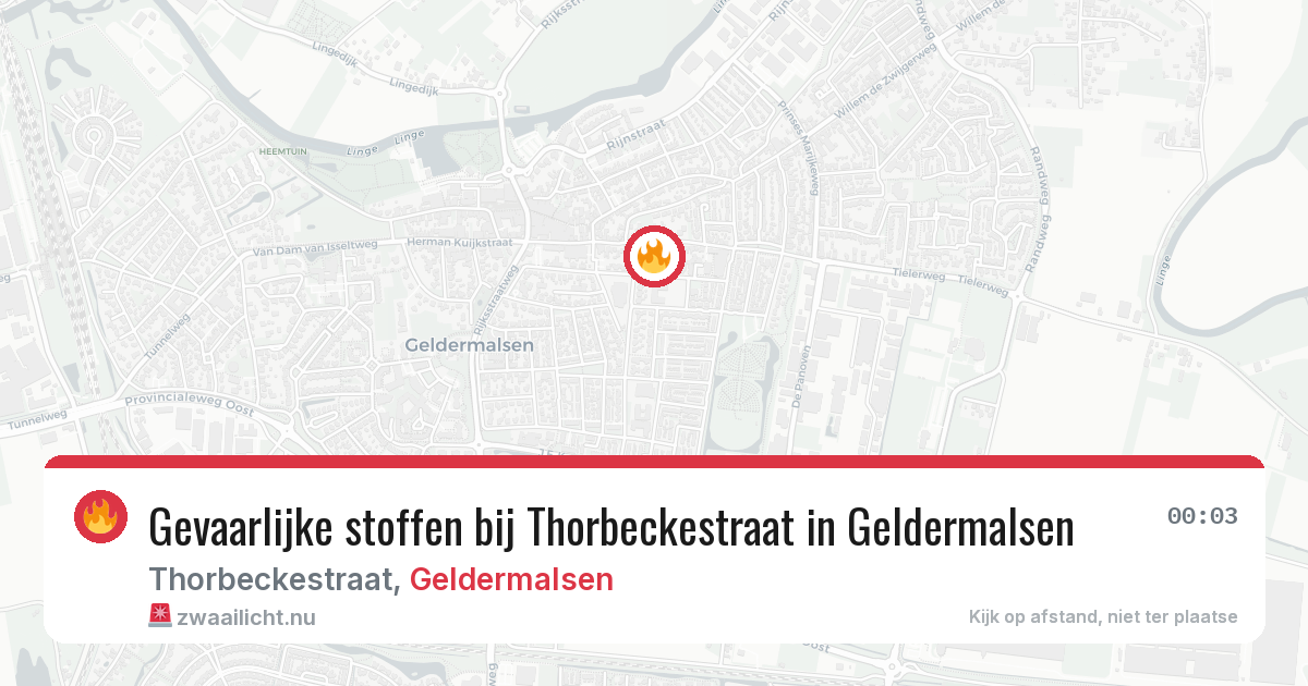 Gevaarlijke stoffen bij Thorbeckestraat in Geldermalsen — 22 jul 2026