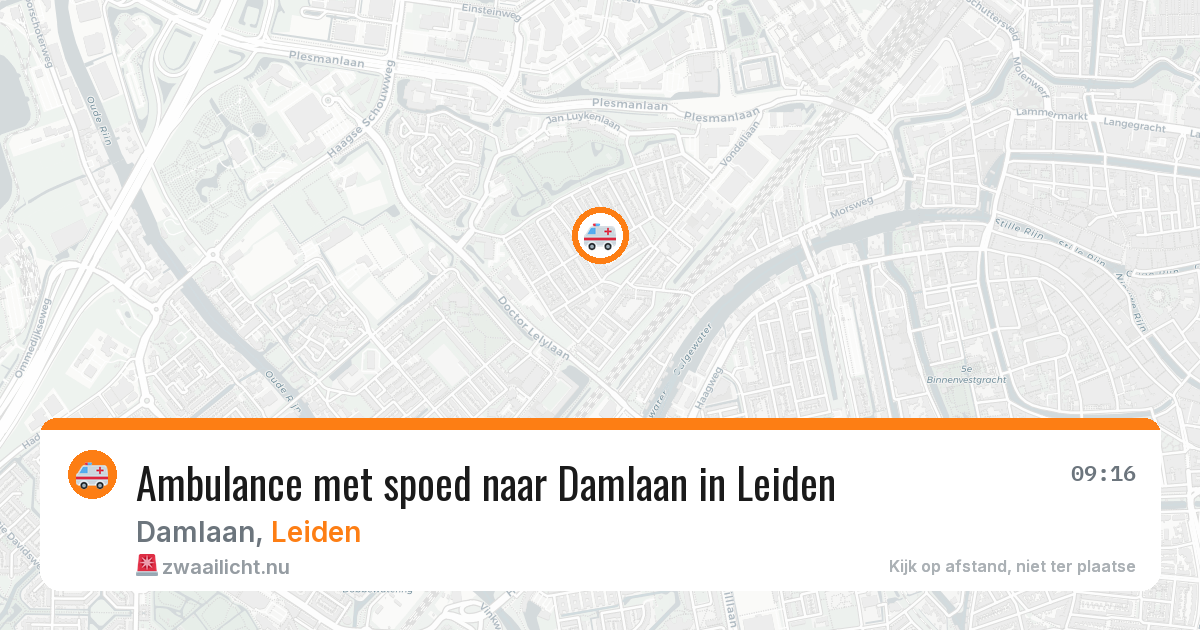 Ambulance met spoed naar Damlaan in Leiden — 16 jul 2026