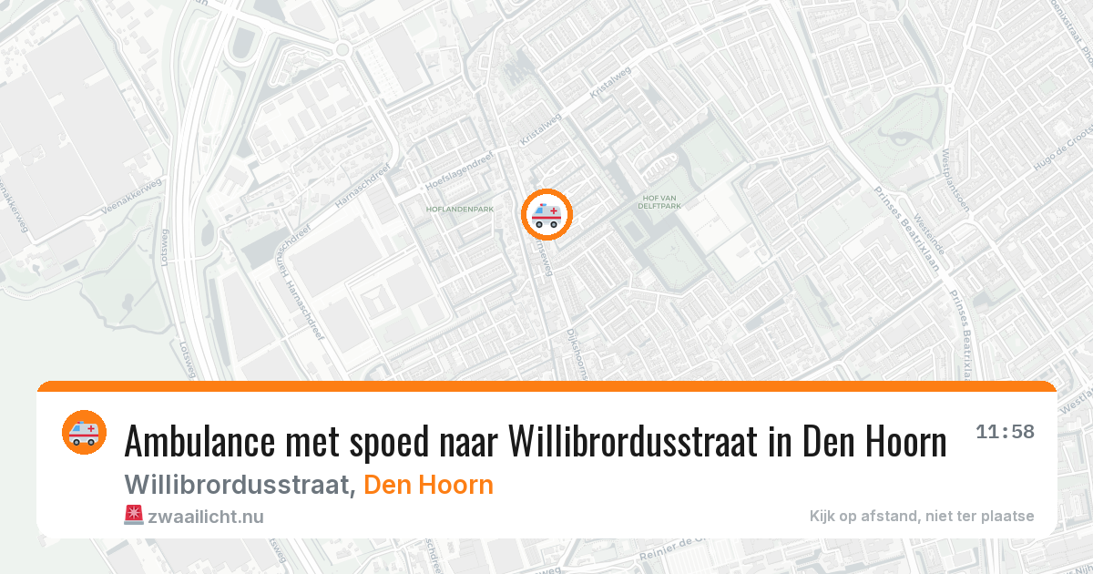 Ambulance met spoed naar Willibrordusstraat in Den Hoorn — 12 mei 2026