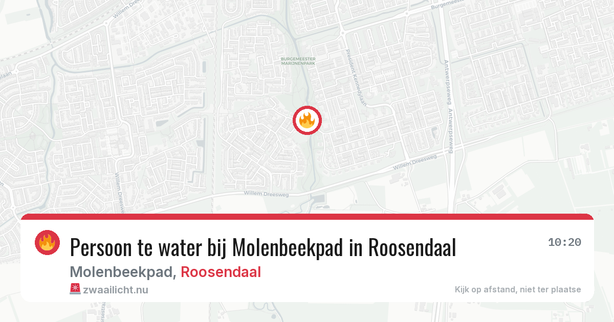 Persoon te water bij Molenbeekpad in Roosendaal — 26 apr 2026