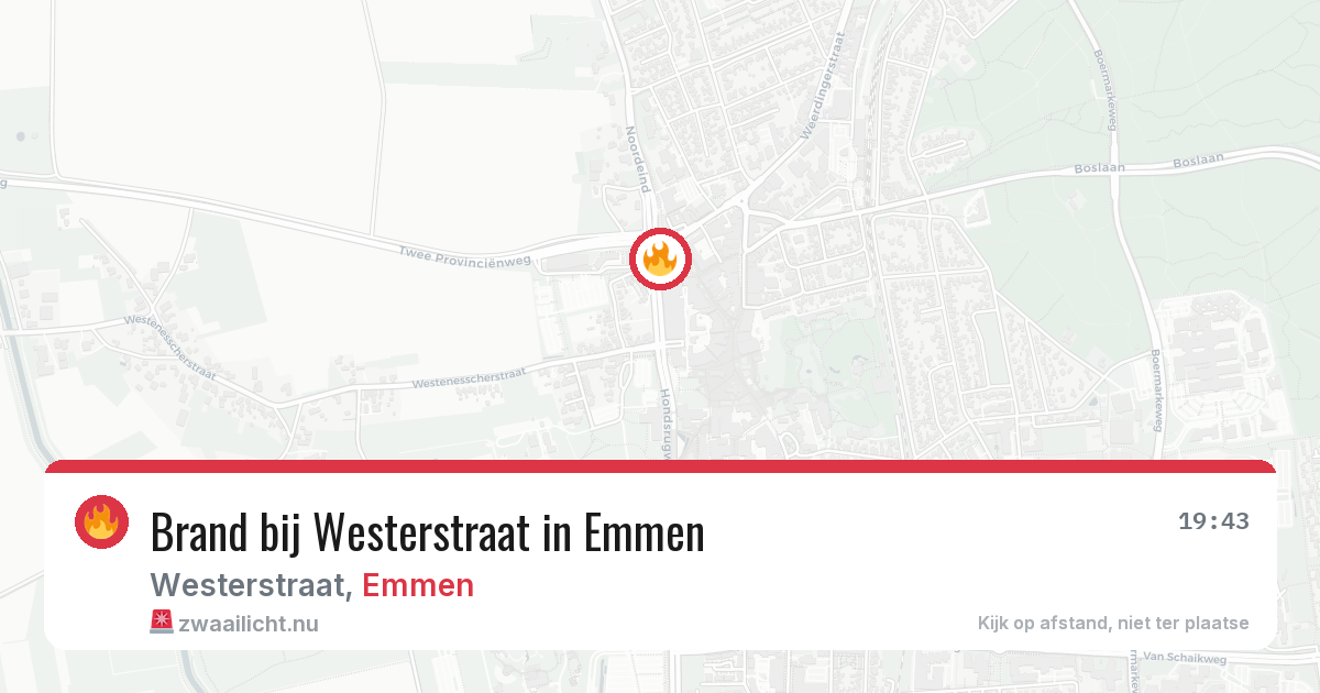 Brand bij Westerstraat in Emmen — 19 jul 2026