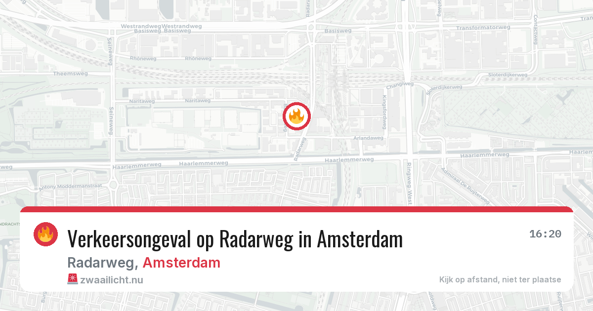 Verkeersongeval op Radarweg in Amsterdam — 23 mrt 2026