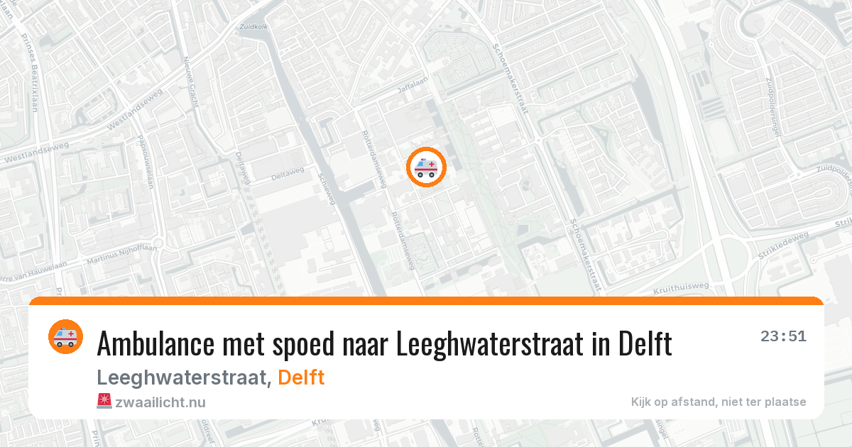 Ambulance met spoed naar Leeghwaterstraat in Delft — 18 jul 2026