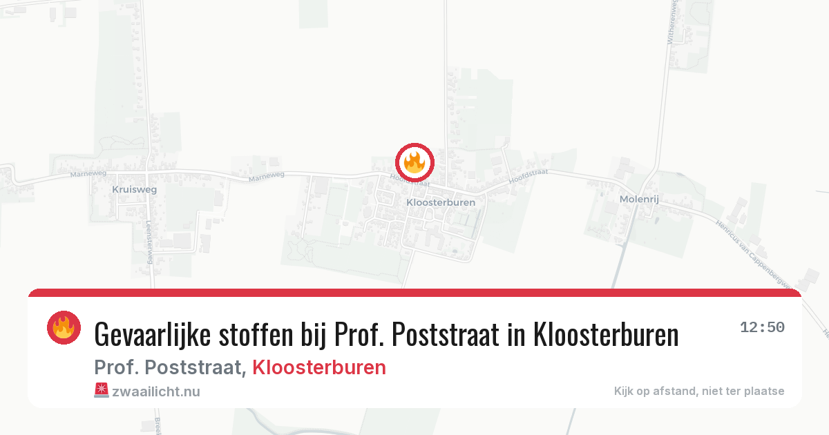 Gevaarlijke stoffen bij Prof. Poststraat in Kloosterburen — 22 jul 2026
