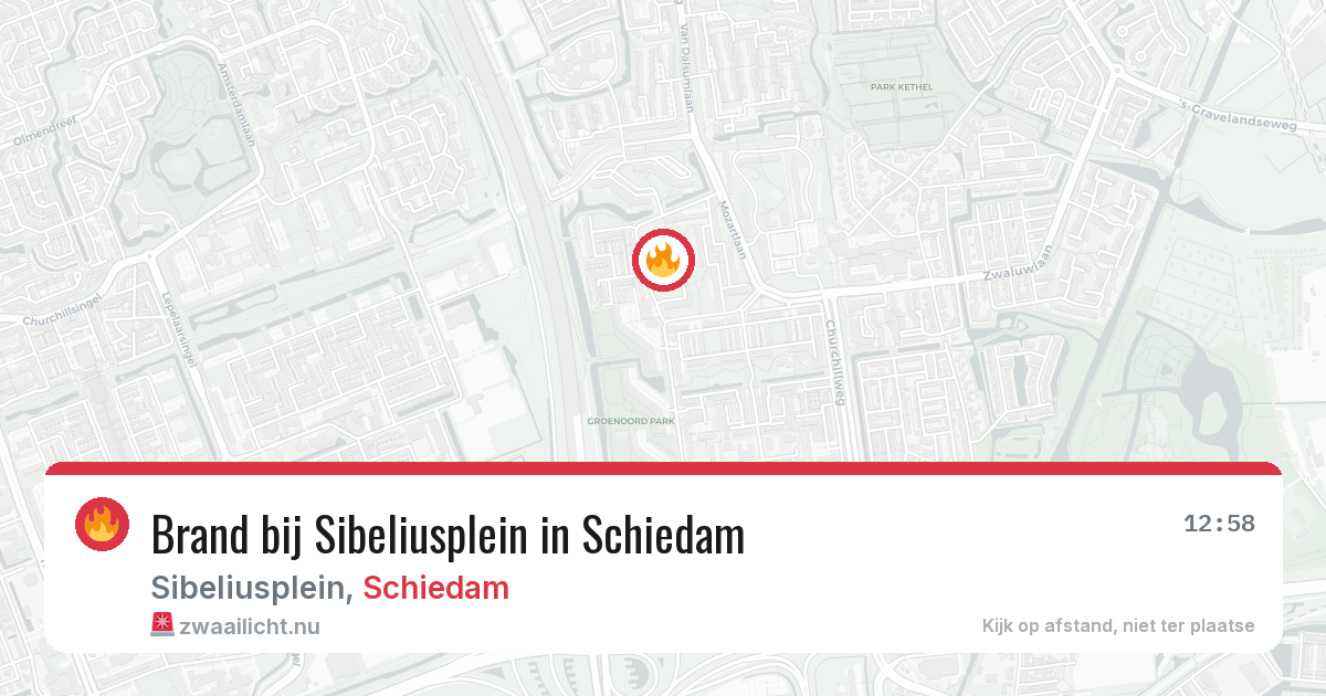 Brand bij Sibeliusplein in Schiedam — 19 jul 2026