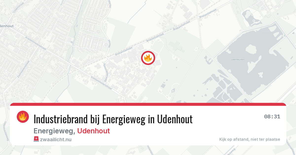 Industriebrand bij Energieweg in Udenhout — 19 feb 2026