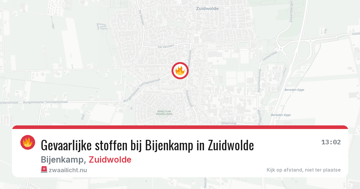 Gevaarlijke stoffen bij Bijenkamp in Zuidwolde — 12 jul 2026
