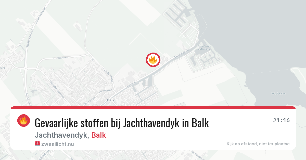 Gevaarlijke stoffen bij Jachthavendyk in Balk — 18 jul 2026