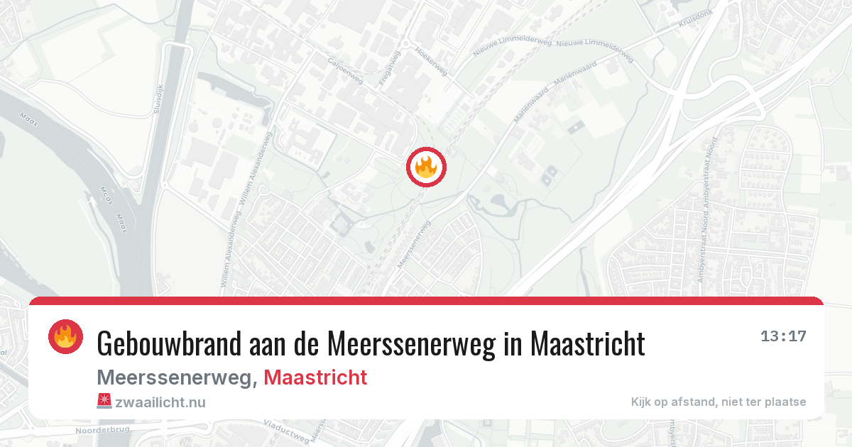 Gebouwbrand aan de Meerssenerweg in Maastricht — 15 jul 2026