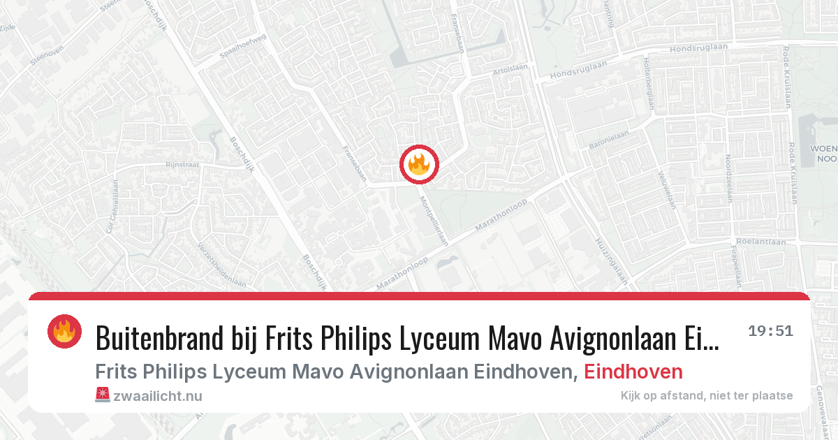 Buitenbrand bij Frits Philips Lyceum Mavo Avignonlaan Eindhoven in Eindhoven — 22 mrt 2026