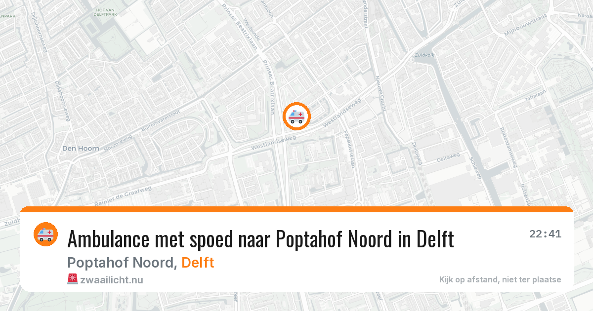 Ambulance met spoed naar Poptahof Noord in Delft — 31 mei 2026