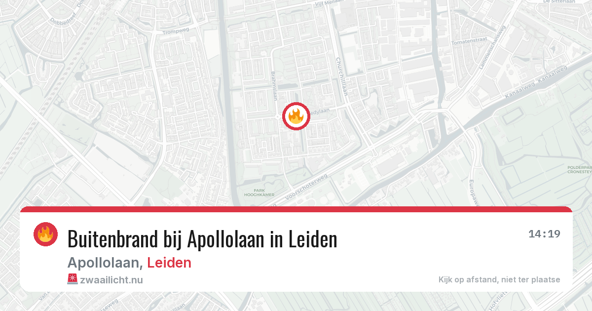 Buitenbrand bij Apollolaan in Leiden — 13 jul 2026