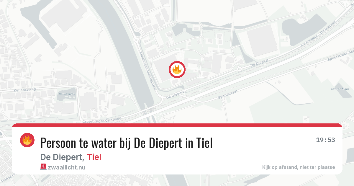 Persoon te water bij De Diepert in Tiel — 25 jul 2026