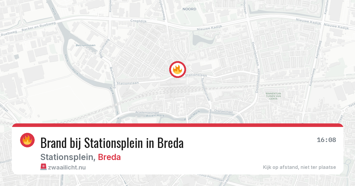 Brand bij Stationsplein in Breda — 28 mrt 2026