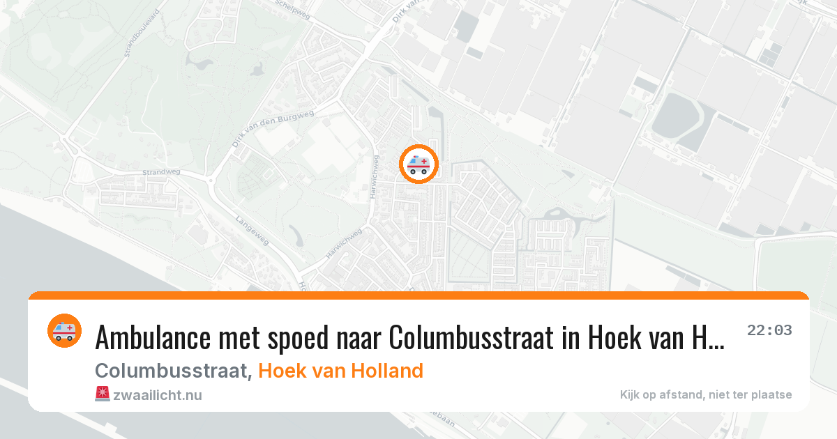 Ambulance met spoed naar Columbusstraat in Hoek van Holland — 13 apr 2026