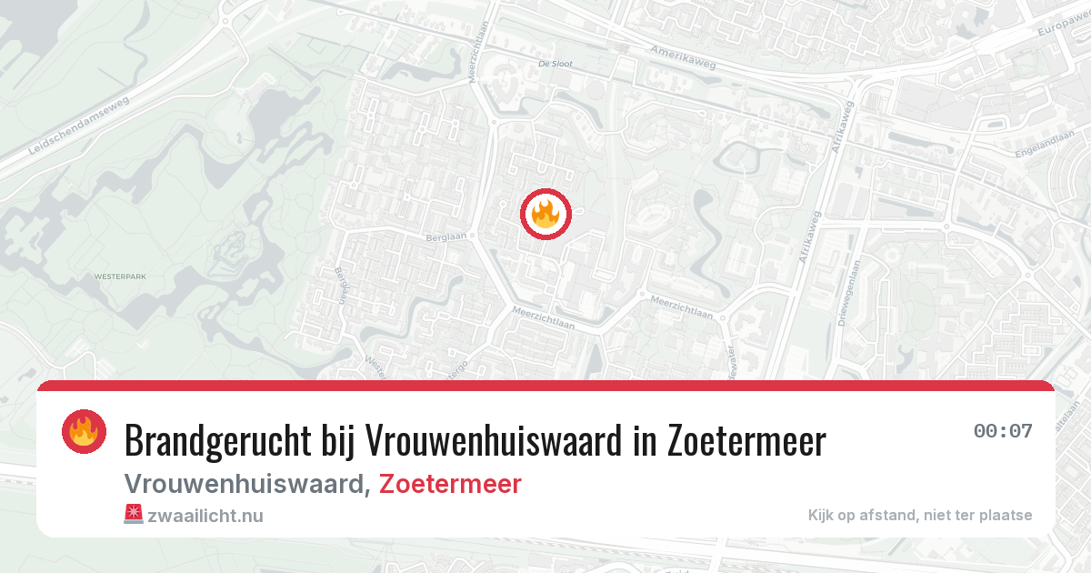 Brandgerucht bij Vrouwenhuiswaard in Zoetermeer — 13 jul 2026