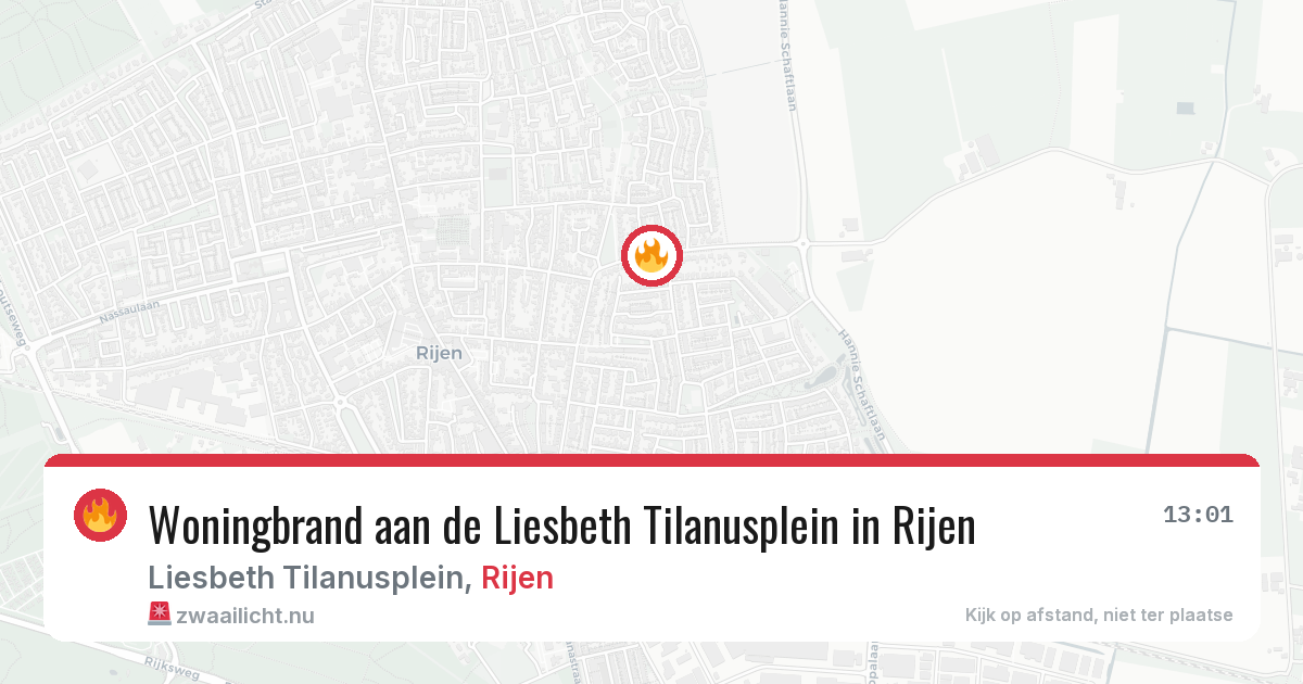Woningbrand aan de Liesbeth Tilanusplein in Rijen — 22 jul 2026