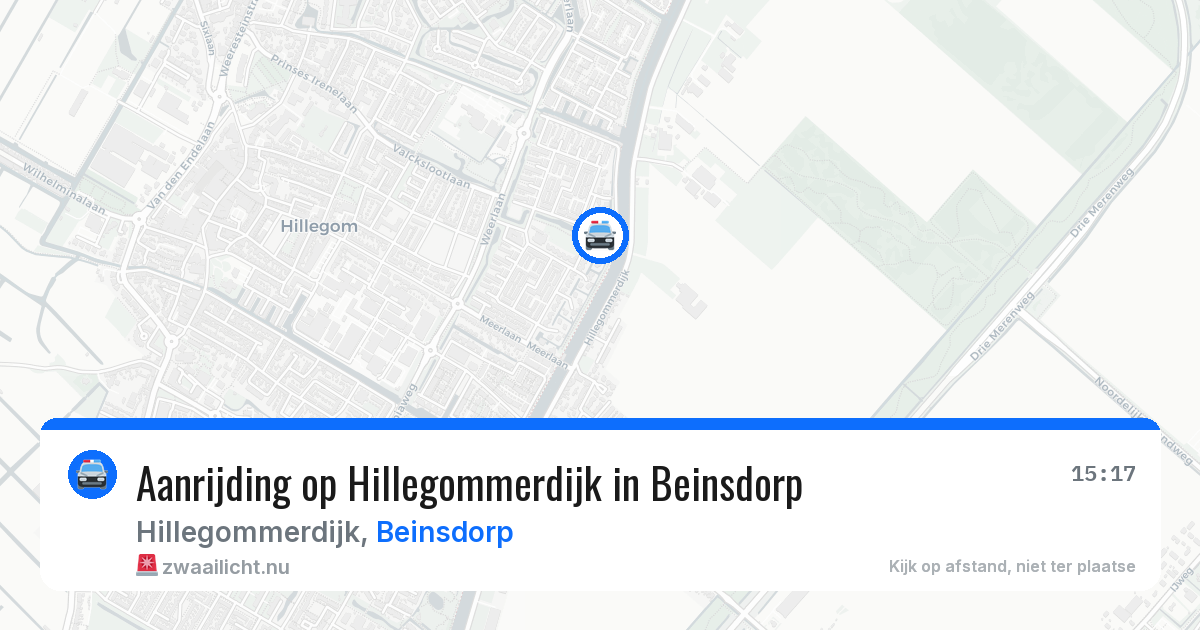 Aanrijding op Hillegommerdijk in Beinsdorp — 16 jul 2026