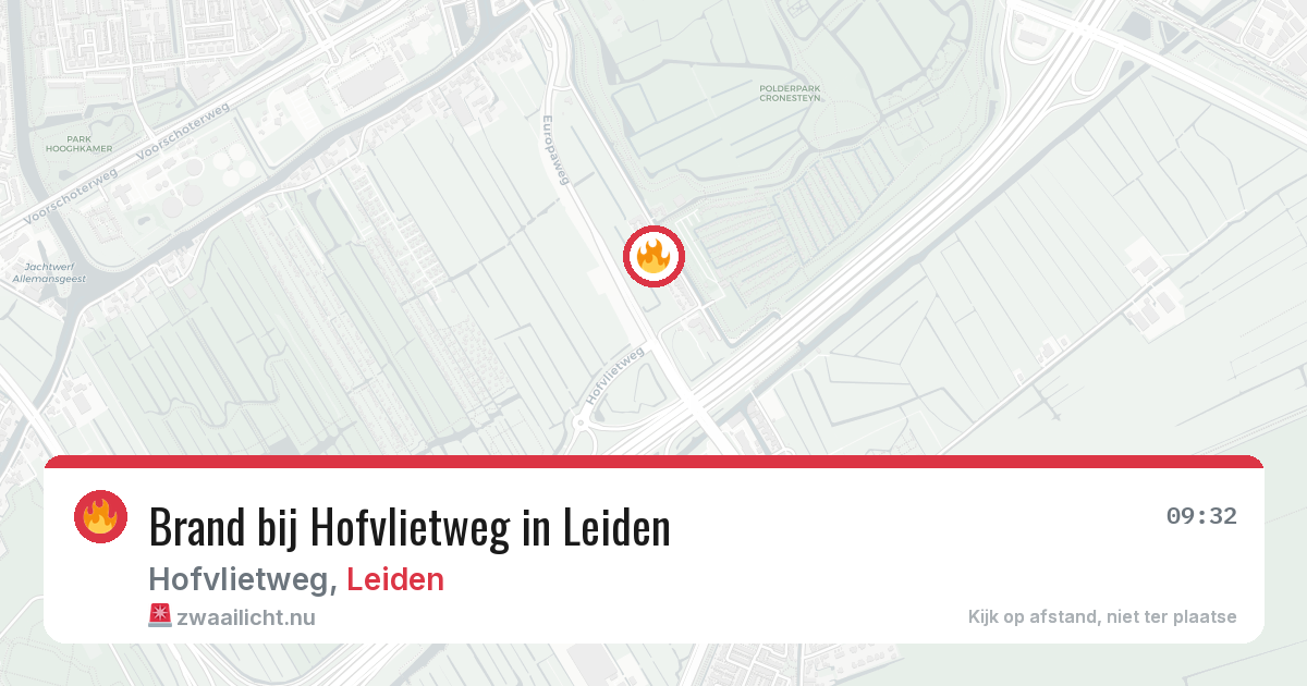Brand bij Hofvlietweg in Leiden — 21 jul 2026