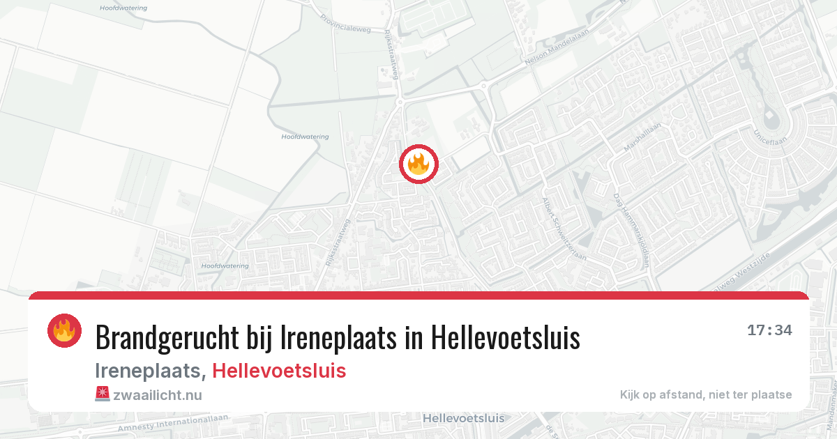 Brandgerucht bij Ireneplaats in Hellevoetsluis — 7 mei 2026