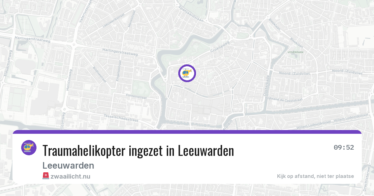 Traumahelikopter ingezet in Leeuwarden — 9 mei 2026 | 🚨 Zwaailicht.nu