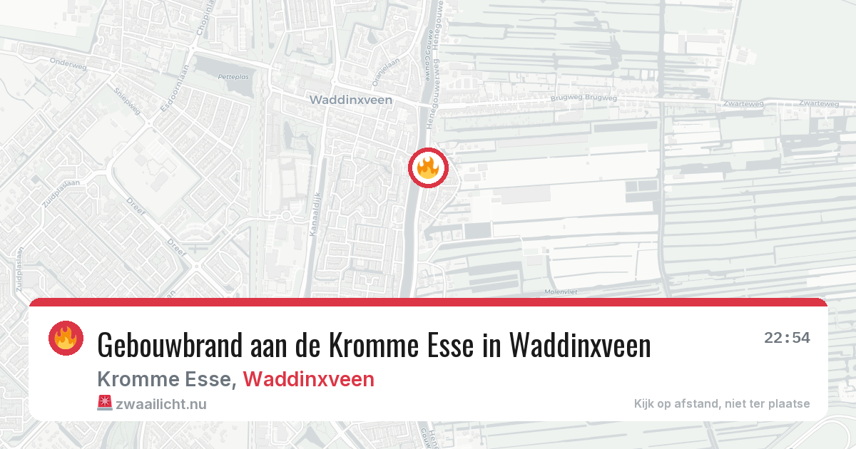 Gebouwbrand aan de Kromme Esse in Waddinxveen — 16 mei 2026