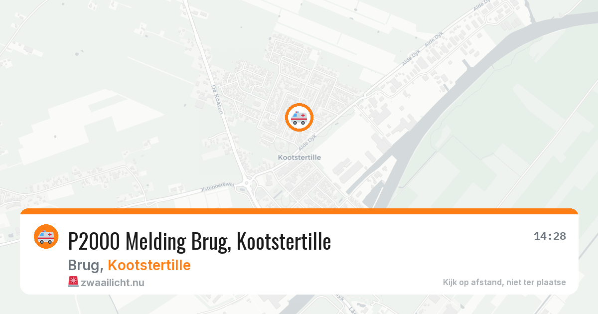 P2000 Melding Brug, Kootstertille — 26 apr 2026