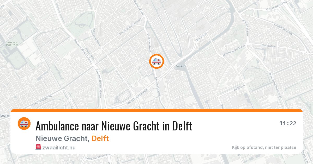 Ambulance naar Nieuwe Gracht in Delft — 24 mei 2026