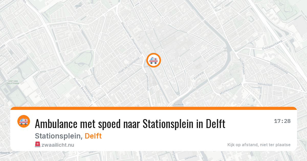 Ambulance met spoed naar Stationsplein in Delft — 14 jul 2026