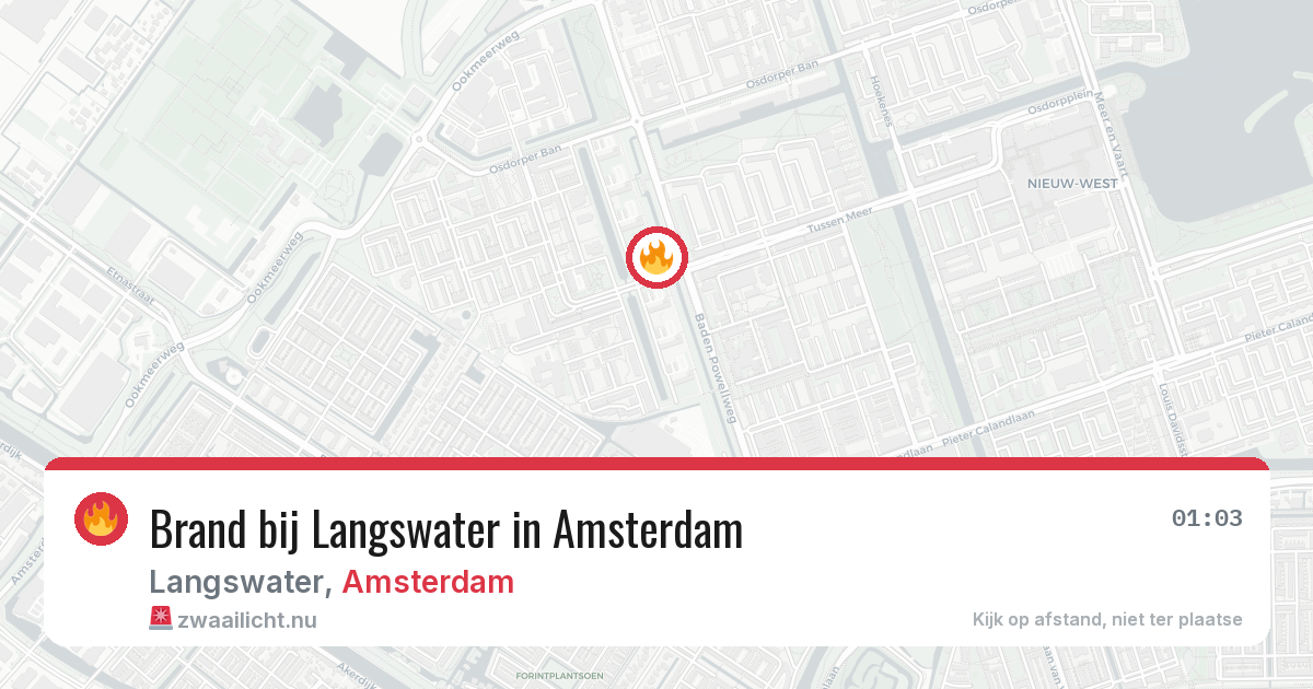 Brand bij Langswater in Amsterdam — 30 mrt 2026