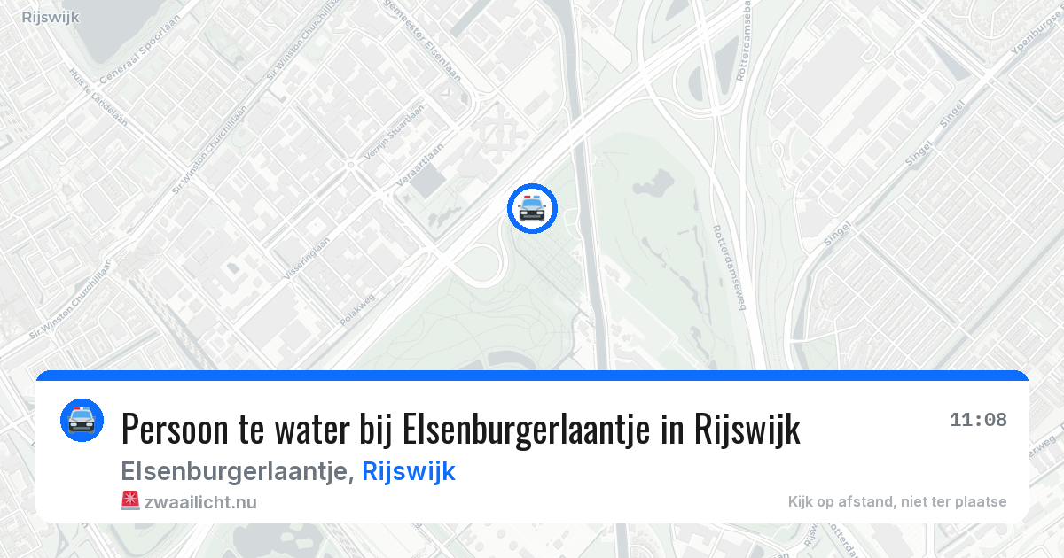 Persoon te water bij Elsenburgerlaantje in Rijswijk — 21 jul 2026