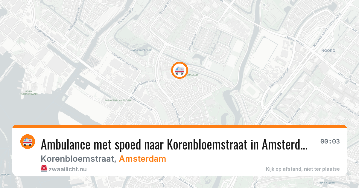 Ambulance met spoed naar Korenbloemstraat in Amsterdam — 16 jul 2026