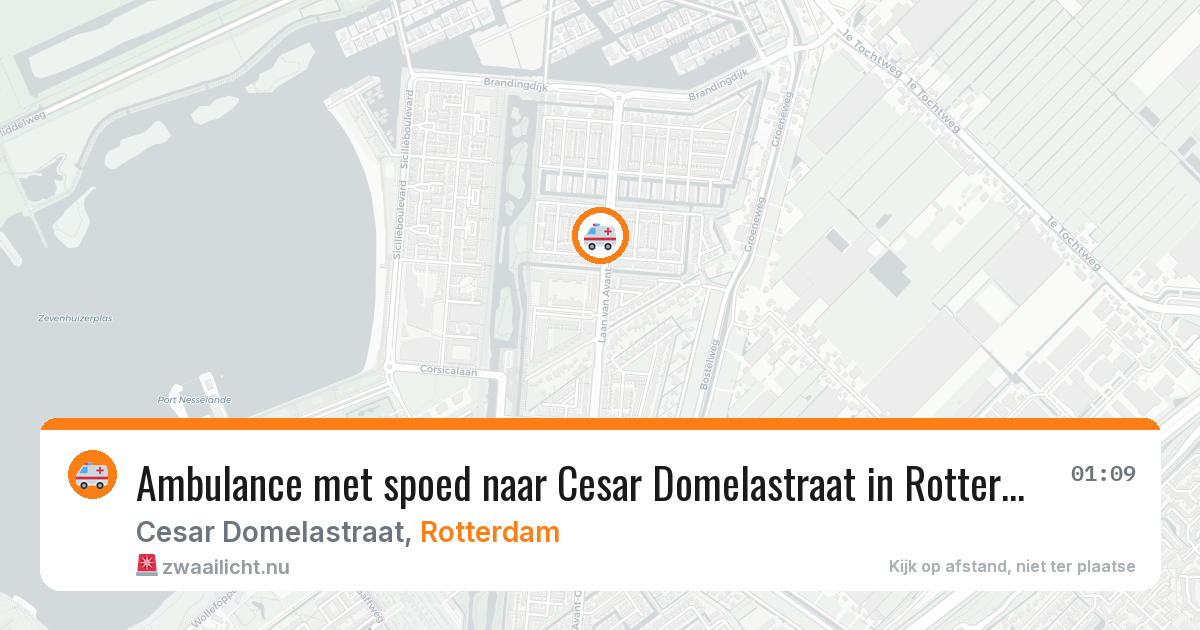 Ambulance met spoed naar Cesar Domelastraat in Rotterdam — 10 jul 2026