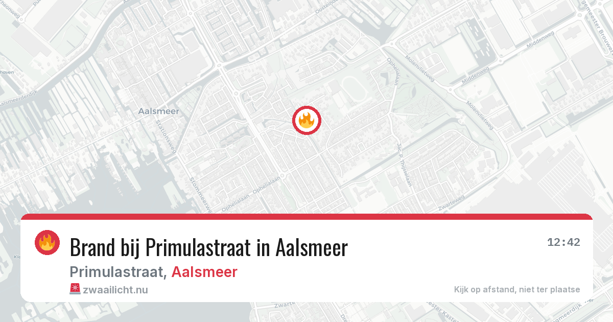 Brand bij Primulastraat in Aalsmeer — 10 jul 2026