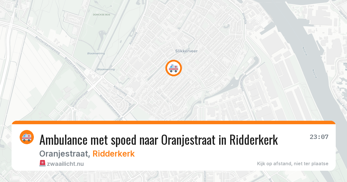 Ambulance met spoed naar Oranjestraat in Ridderkerk — 23 jul 2026