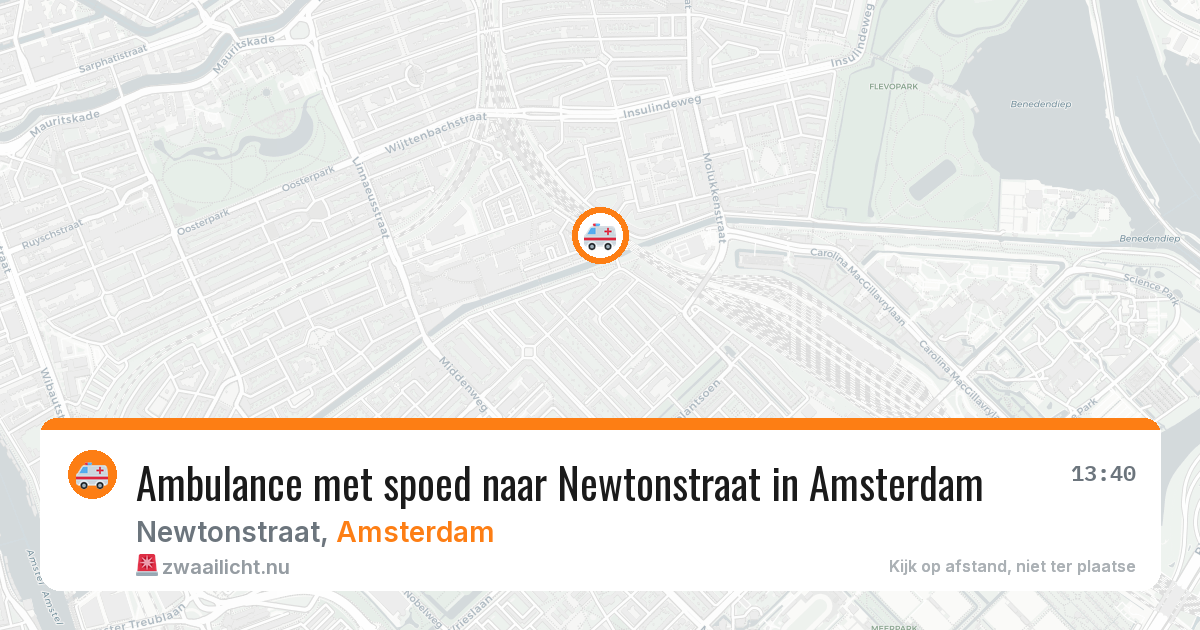 Ambulance met spoed naar Newtonstraat in Amsterdam — 16 jul 2026